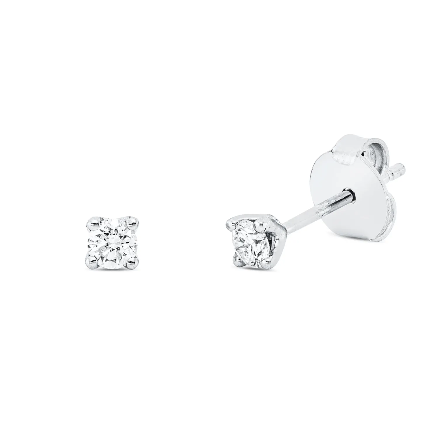 Solitaire Ohrstecker aus 750 Gold Weißgold 2 Brillanten 0,25ct TW-SI 4er-Krappe