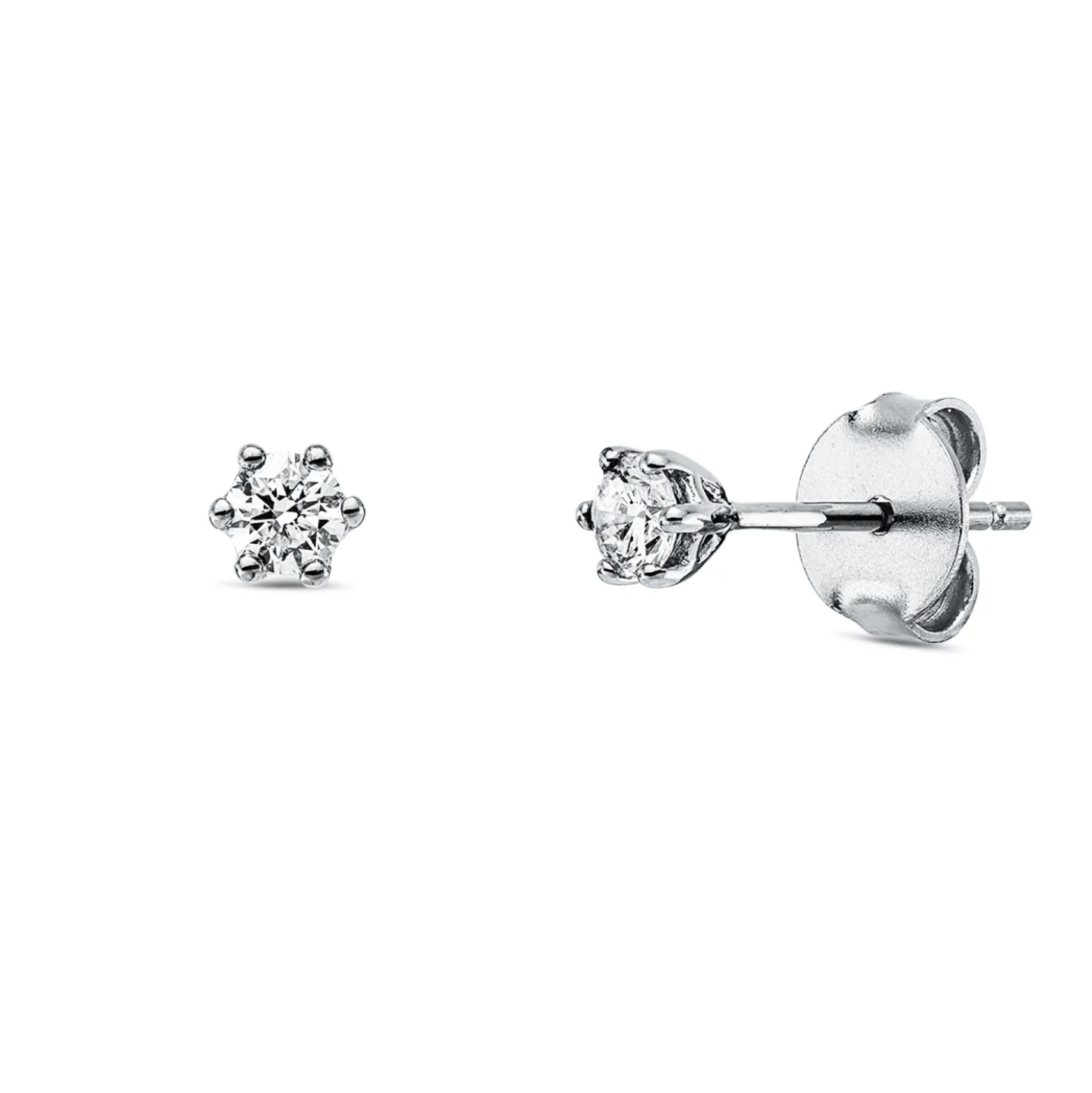 Solitaire Ohrstecker aus 750 Gold Weißgold 2 Brillanten 0,25ct TW-SI 6er-Krappe