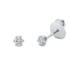 Solitaire Ohrstecker aus 750 Gold Weißgold 2 Brillanten 0,2ct TW-SI 6er-Krappe