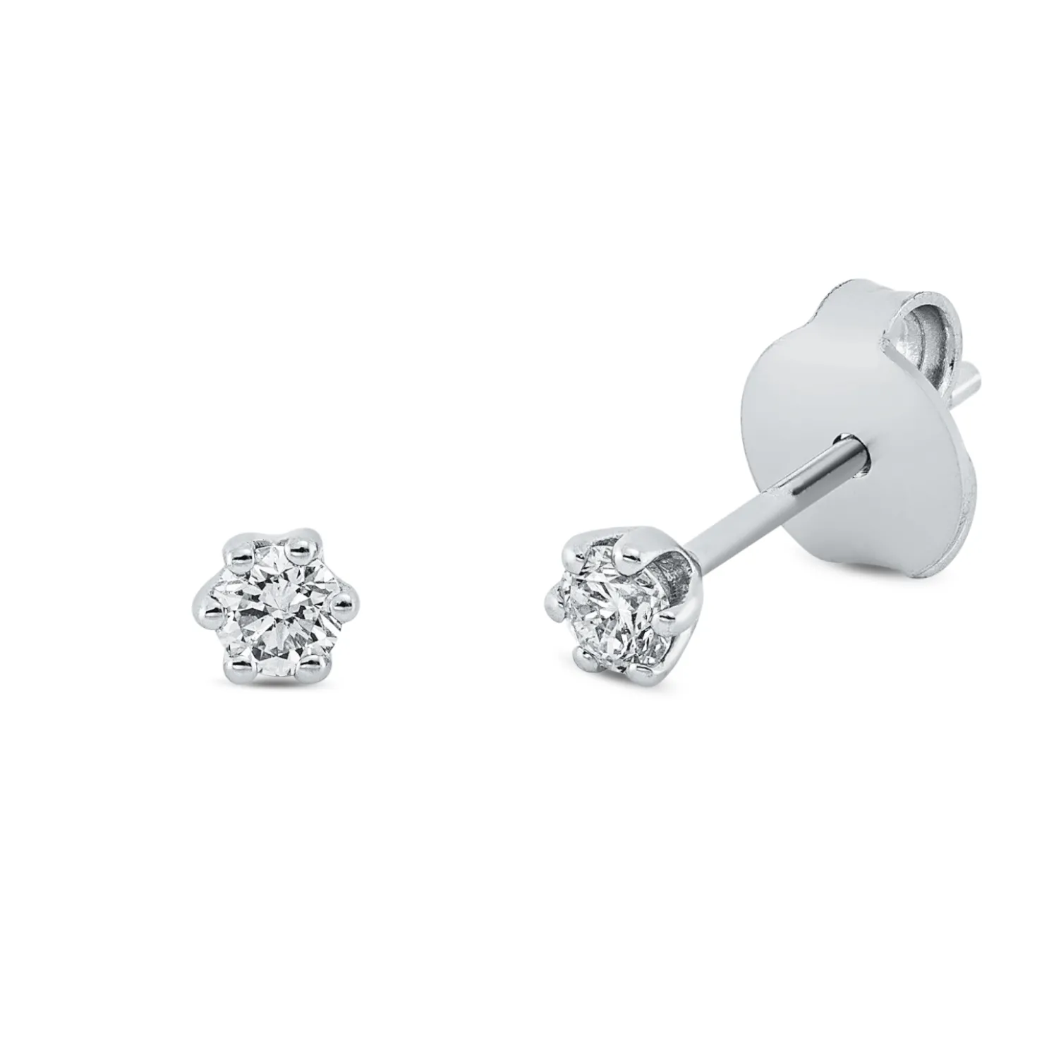 Solitaire Ohrstecker aus 750 Gold Weißgold 2 Brillanten 0,2ct TW-SI 6er-Krappe