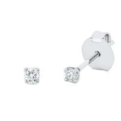 Solitaire Ohrstecker aus 750 Gold Weißgold 2 Brillanten 0,1ct TW-SI 4er-Krappe