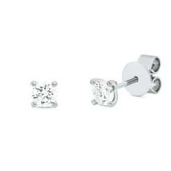 Solitaire Ohrstecker aus 750 Gold Weißgold 2 Brillanten 0,5ct TW-SI 4er-Krappe