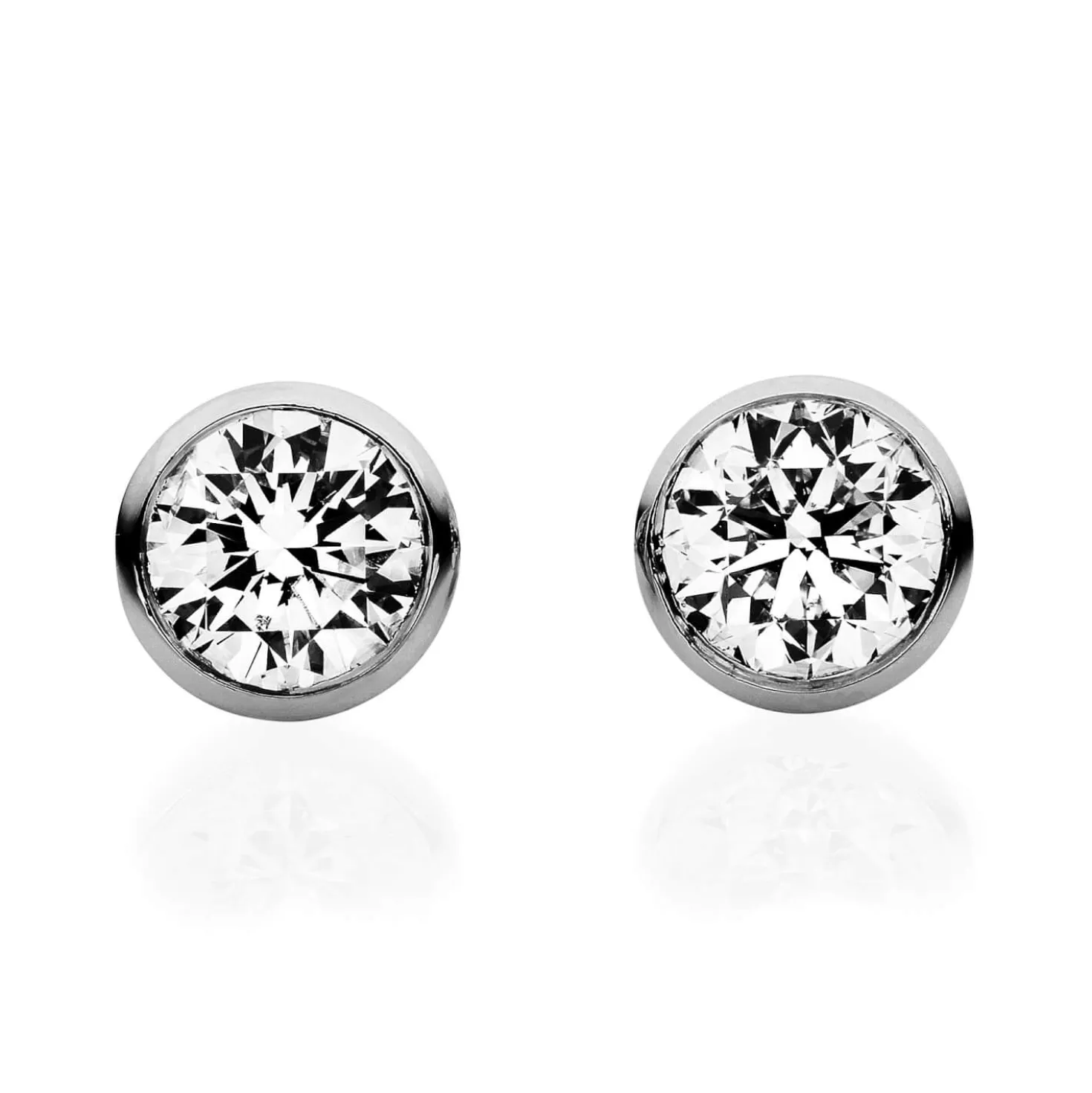 Solitaire Ohrstecker aus 750 Gold Weißgold 2 Brillanten 0,1ct TW-SI V-Zarge
