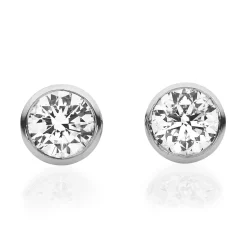 Solitaire Ohrstecker aus 585 Gold Weißgold 2 Brillanten 0,5ct TW-SI Zarge