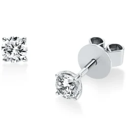 Solitaire Ohrstecker aus 750 Weißgold 2 Brillanten 0,4ct TW-SI Ø3,5mm 4er-Krappe