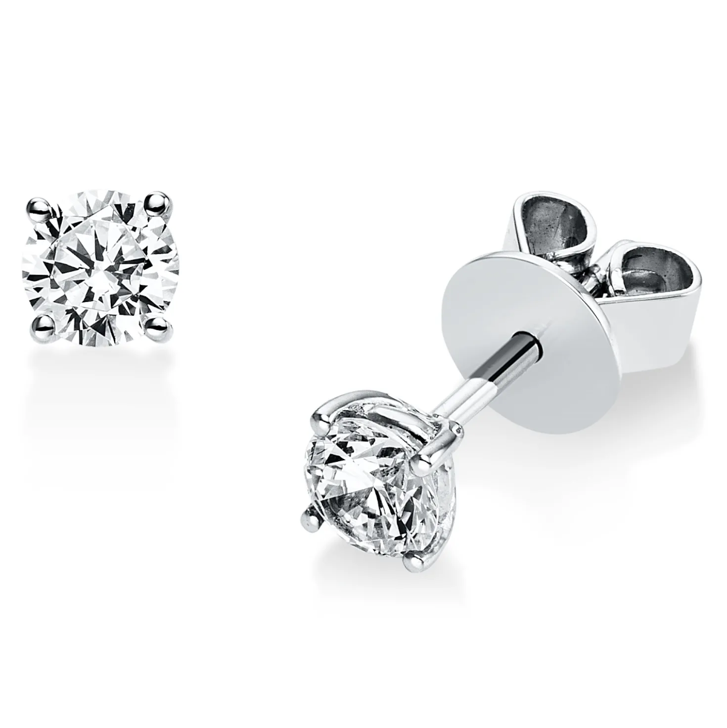 Solitaire Ohrstecker aus 585 Weißgold 2 Brillanten 0,5ct TW-SI Ø4,6mm 4er-Krappe