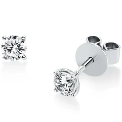 Solitaire Ohrstecker aus 585 Weißgold 2 Brillanten 0,4ct TW-SI Ø3,5mm 4er-Krappe