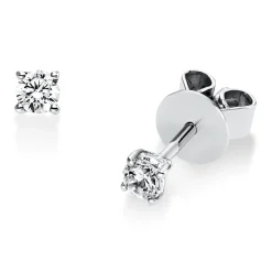 Solitaire Ohrstecker aus 750 Weißgold 2 Brillanten 0,2ct TW-SI Ø3mm 4er-Krappe