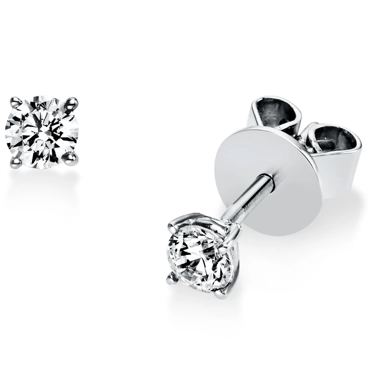 Solitaire Ohrstecker aus 750 Weißgold 2 Brillanten 0,3ct TW-SI Ø3,3mm 4er-Krappe