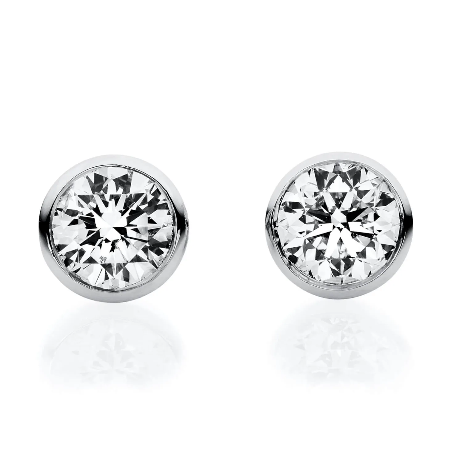 Solitaire Ohrstecker aus 750 Weißgold 2 Brillanten 0,75ct TW-SI Ø5,9mm V-Zarge