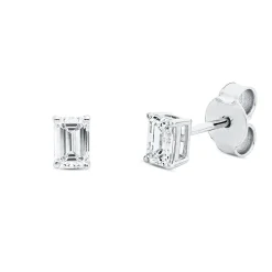 Solitaire Ohrstecker aus 750 Weißgold 2 Diamanten 0,61ct F-VS2 5x3,3mm 4er-Krappe