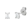 Solitaire Ohrstecker aus 750 Weißgold 2 Diamanten Smaragd-Schliff 0,6ct TW-VSI