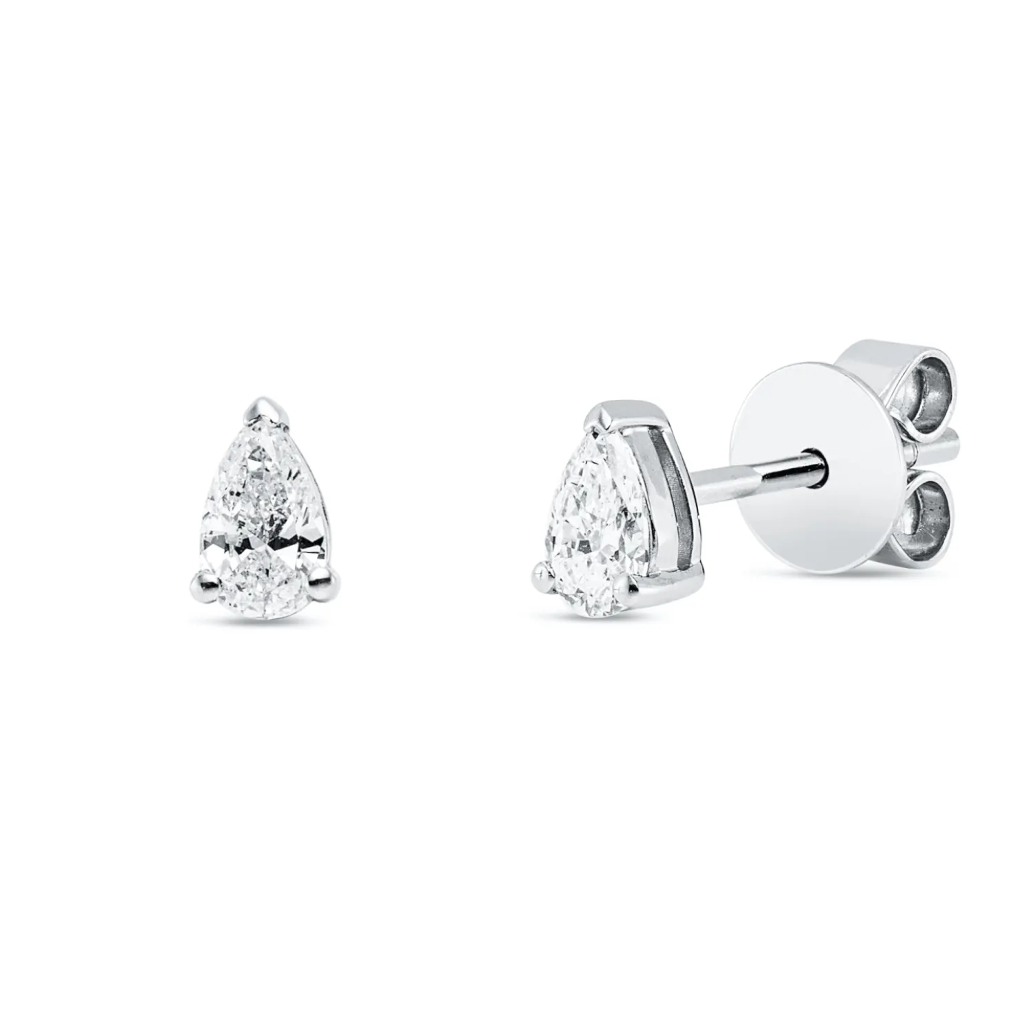 Solitaire Ohrstecker aus 585 Weißgold 2 Diamanten Tropfen-Schliff 0,36ct TW-VSI/SI