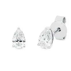 Solitaire Ohrstecker aus 750 Weißgold 2 Diamanten Tropfen-Schliff 0,61ct D-VSI