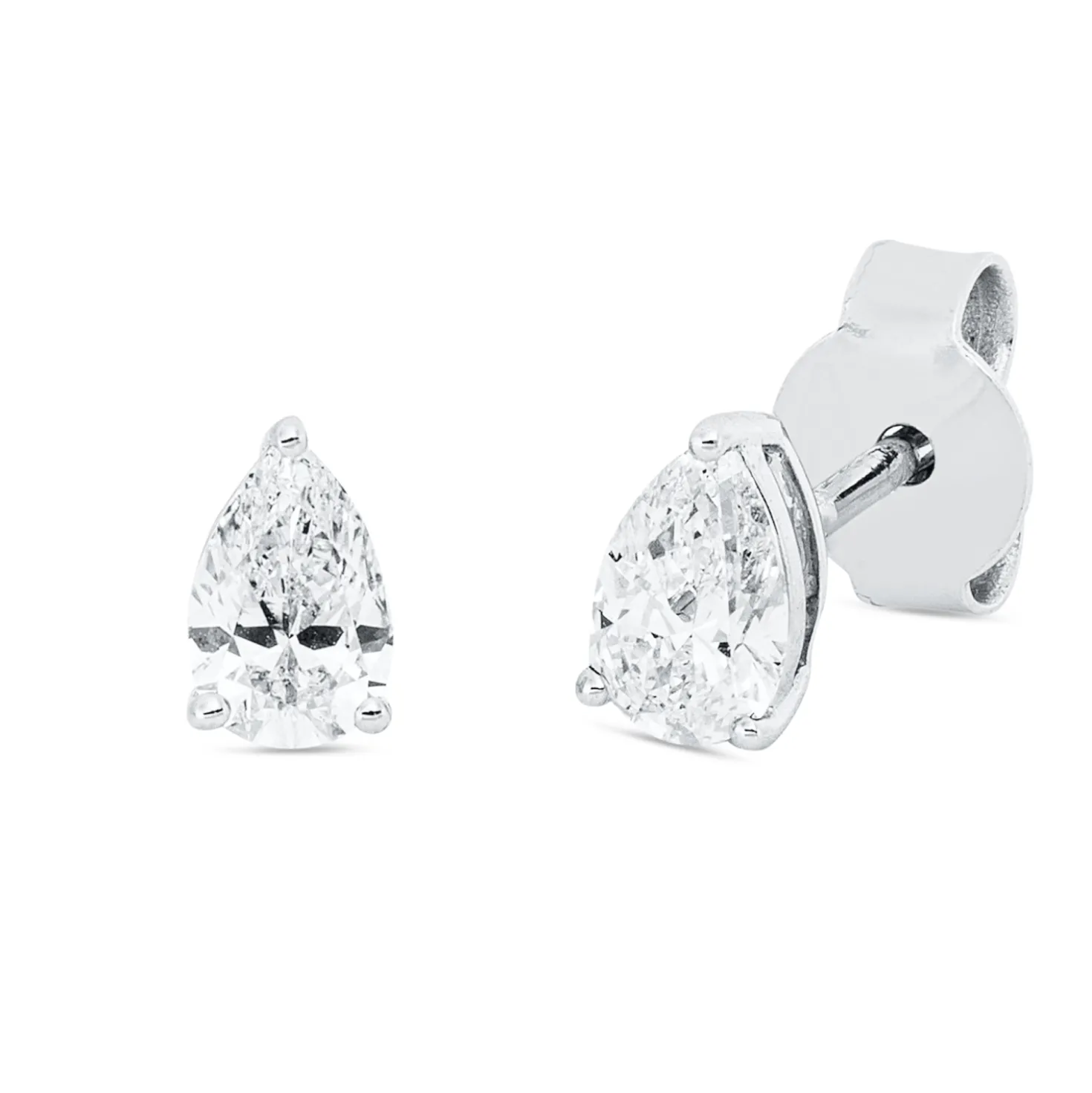 Solitaire Ohrstecker aus 750 Weißgold 2 Diamanten Tropfen-Schliff 0,61ct D-VSI