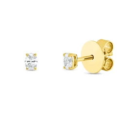 Solitaire Ohrstecker 750 Gelbgold 2 Diamanten Oval-Schliff 0,21ct TW-SI 3,4x2,5mm