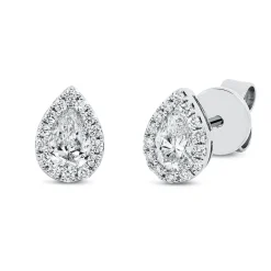 Solitaire Ohrstecker Tropfen aus 750 Gold Weißgold 30 Diamanten 0,61ct