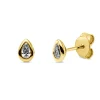 Solitaire Ohrstecker Tropfen 750 Gelbgold 2 Diamanten Tropfen-Schliff 0,2ct TW-SI