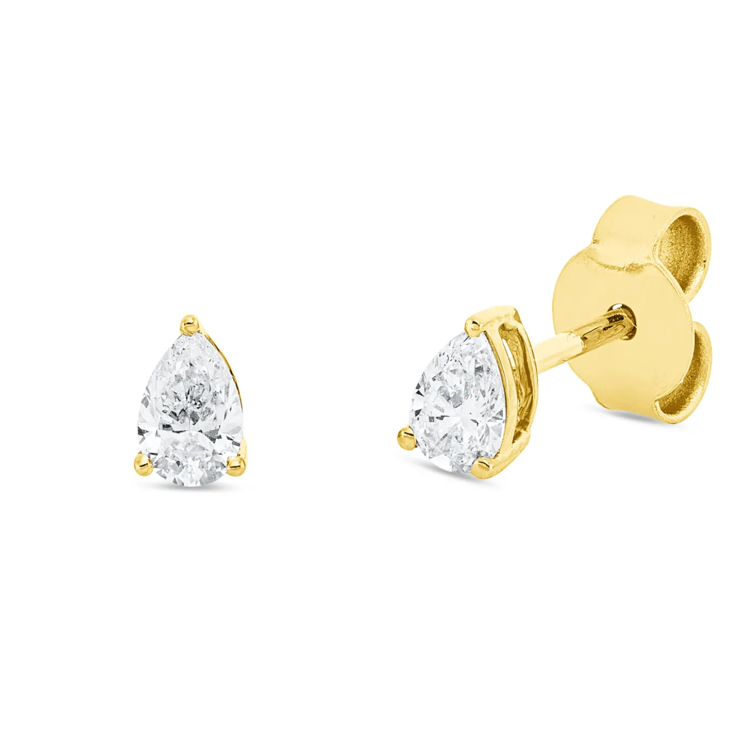 Solitaire Ohrstecker Tropfen 750 Gelbgold 2 Diamanten Tropfen-Schliff 0,38ct TW-SI