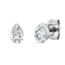 Solitaire Ohrstecker Tropfen 750 Weißgold 2 Diamanten Tropfen-Schliff 0,5ct TW-SI