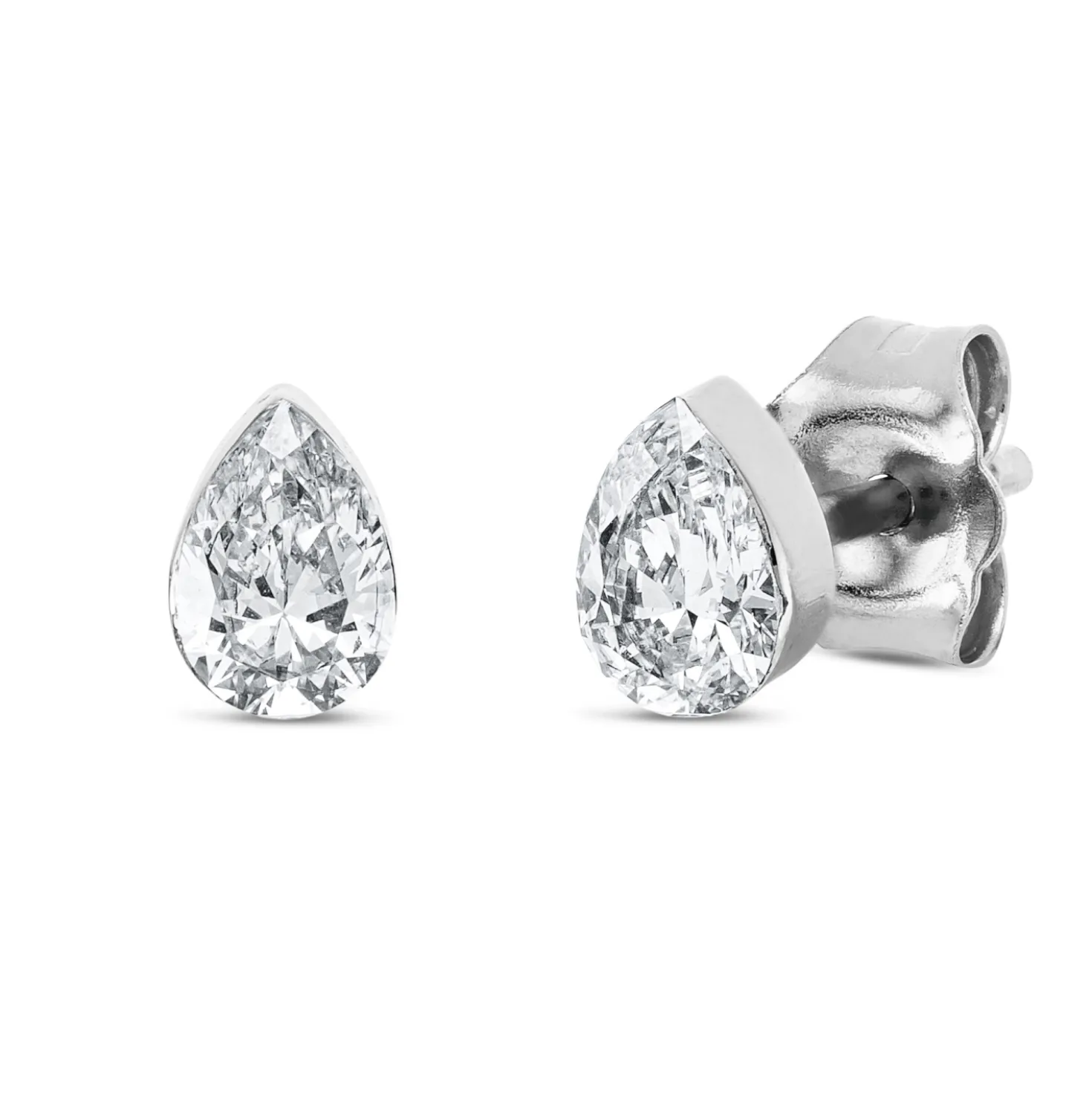 Solitaire Ohrstecker Tropfen 750 Weißgold 2 Diamanten Tropfen-Schliff 0,5ct TW-SI