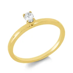 Solitaire Ring aus 750 Gelbgold Diamant Oval-Schliff 0,14ct F-VSI B:3,7mm