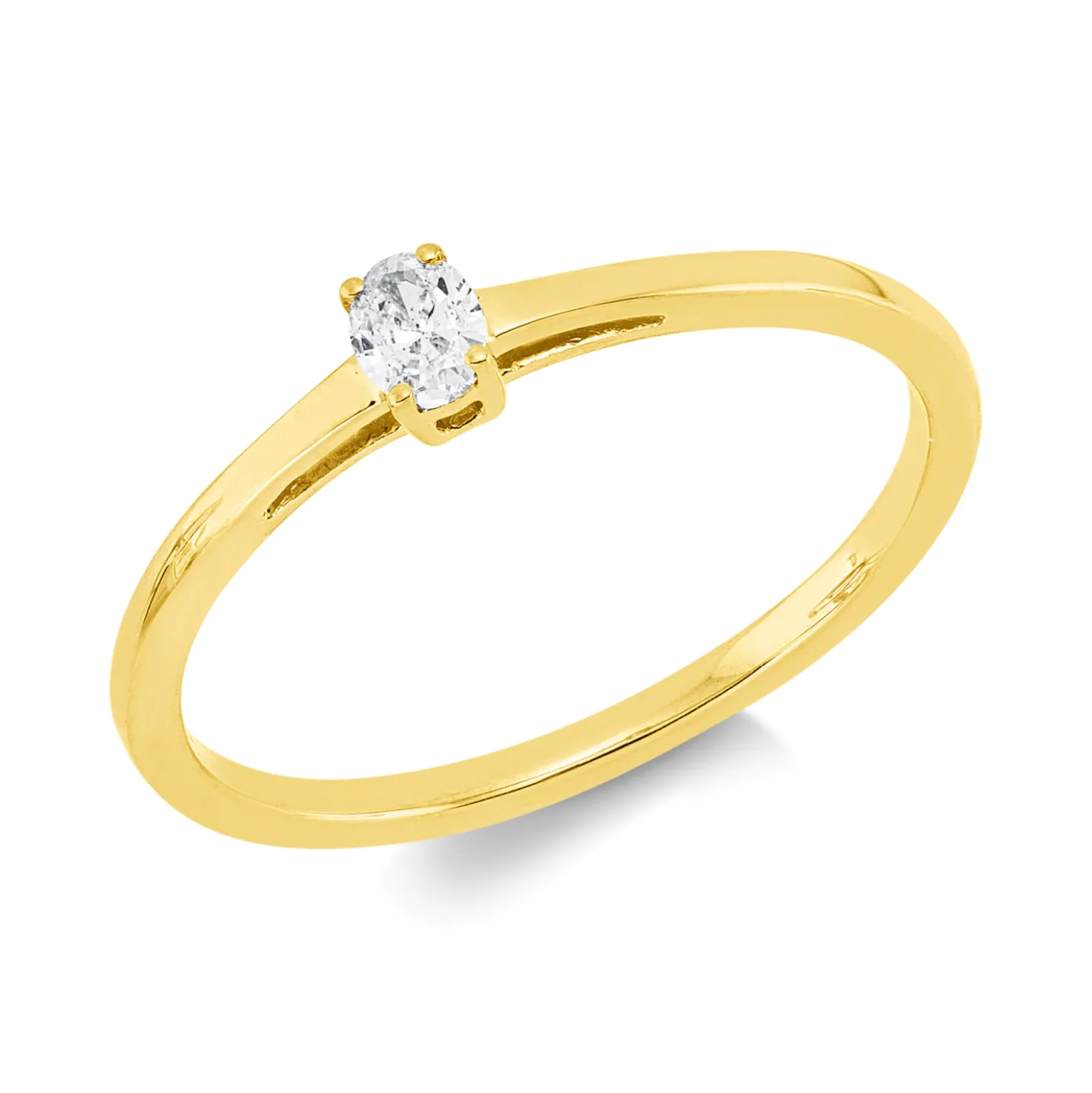 Solitaire Ring aus 750 Gelbgold Diamant Oval-Schliff 0,11ct TW-SI B:3,7mm