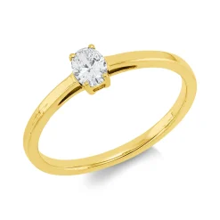 Solitaire Ring aus 750 Gelbgold Diamant Oval-Schliff 0,23ct TW-SI B:4,8mm