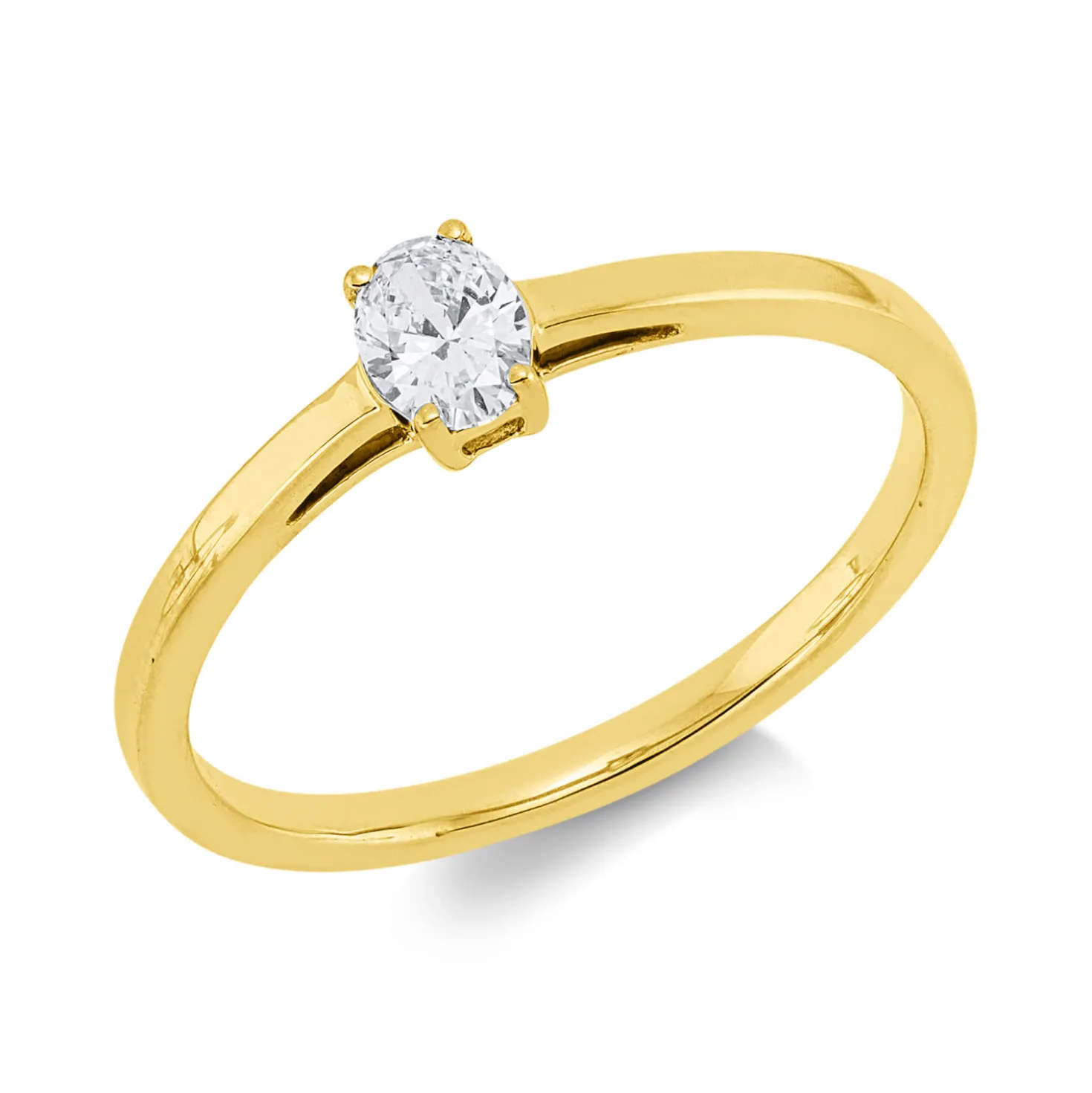 Solitaire Ring aus 750 Gelbgold Diamant Oval-Schliff 0,23ct TW-SI B:4,8mm