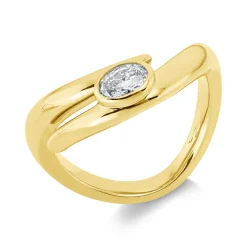 Solitaire Ring aus 750 Gelbgold Diamant Oval-Schliff 0,28ct TW-SI B:6,5mm Zarge