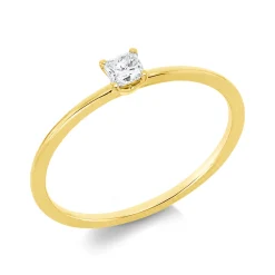 Solitaire Ring aus 750 Gelbgold Diamant Prinzess-Schliff 0,15ct TW-SI B:3,1mm