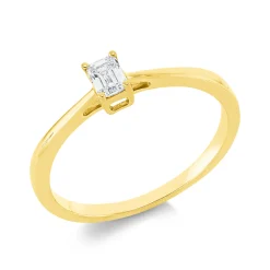 Solitaire Ring aus 750 Gelbgold Diamant Smaragd-Schliff 0,2ct TW-SI B:4,1mm