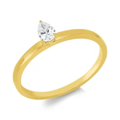 Solitaire Ring aus 750 Gelbgold Diamant Tropfen-Schliff 0,2ct F-VSI B:5mm