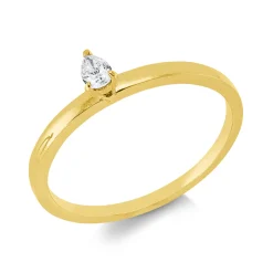 Solitaire Ring aus 750 Gelbgold Diamant Tropfen-Schliff 0,09ct F-VSI B:4mm