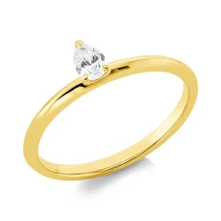 Solitaire Ring aus 750 Gelbgold Diamant Tropfen-Schliff 0,21ct TW-SI B:5mm