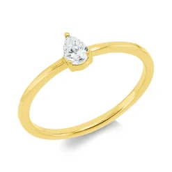 Solitaire Ring aus 750 Gelbgold Diamant Tropfen-Schliff 0,2ct TW-SI B:5,3mm
