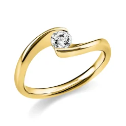 Solitaire Ring aus 750 Gold Gelbgold Brillant 0,25ct TW-SI B:6,3mm