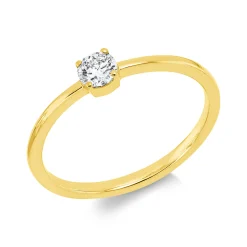 Solitaire Ring aus 750 Gold Gelbgold Brillant 0,2ct TW-SI B:3,9mm 4er-Krappe