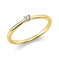 Solitaire Ring aus 585 Gold Gelbgold Brillant 0,05ct TW-SI B:1,7mm 4er-Krappe