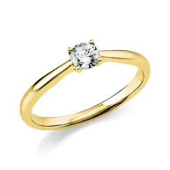 Solitaire Ring aus 585 Gold Gelbgold Brillant 0,25ct TW-SI B:1,9mm 4er-Krappe