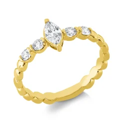 Solitaire Ring aus 750 Gold Gelbgold 5 Diamanten 0,47ct TW-SI B:7,5mm