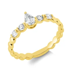 Solitaire Ring aus 750 Gold Gelbgold 5 Diamanten 0,4ct TW-SI B:5,8mm