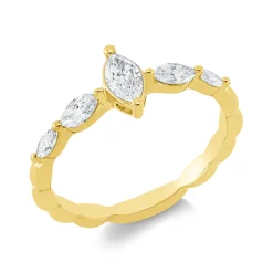 Solitaire Ring aus 750 Gold Gelbgold 5 Diamanten 0,55ct TW-SI B:6,6mm