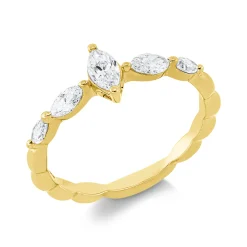 Solitaire Ring aus 750 Gold Gelbgold 5 Diamanten 0,52ct TW-SI B:7,3mm