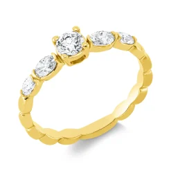 Solitaire Ring aus 750 Gold Gelbgold 5 Diamanten 0,59ct TW-SI B:4,4mm