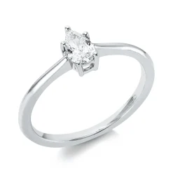 Solitaire Ring aus 750 Gold weiß Diamant Tropfen-Schliff 0,3ct E-VSI B:6,9mm