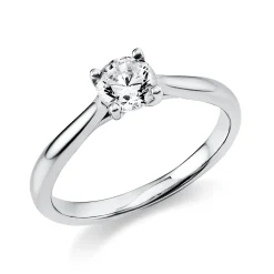 Solitaire Ring aus 750 Gold Weißgold Brillant 0,5ct F-SI B:2,4mm 4er-Krappe