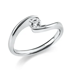Solitaire Ring aus 750 Gold Weißgold Brillant 0,25ct TW-SI B:6,3mm