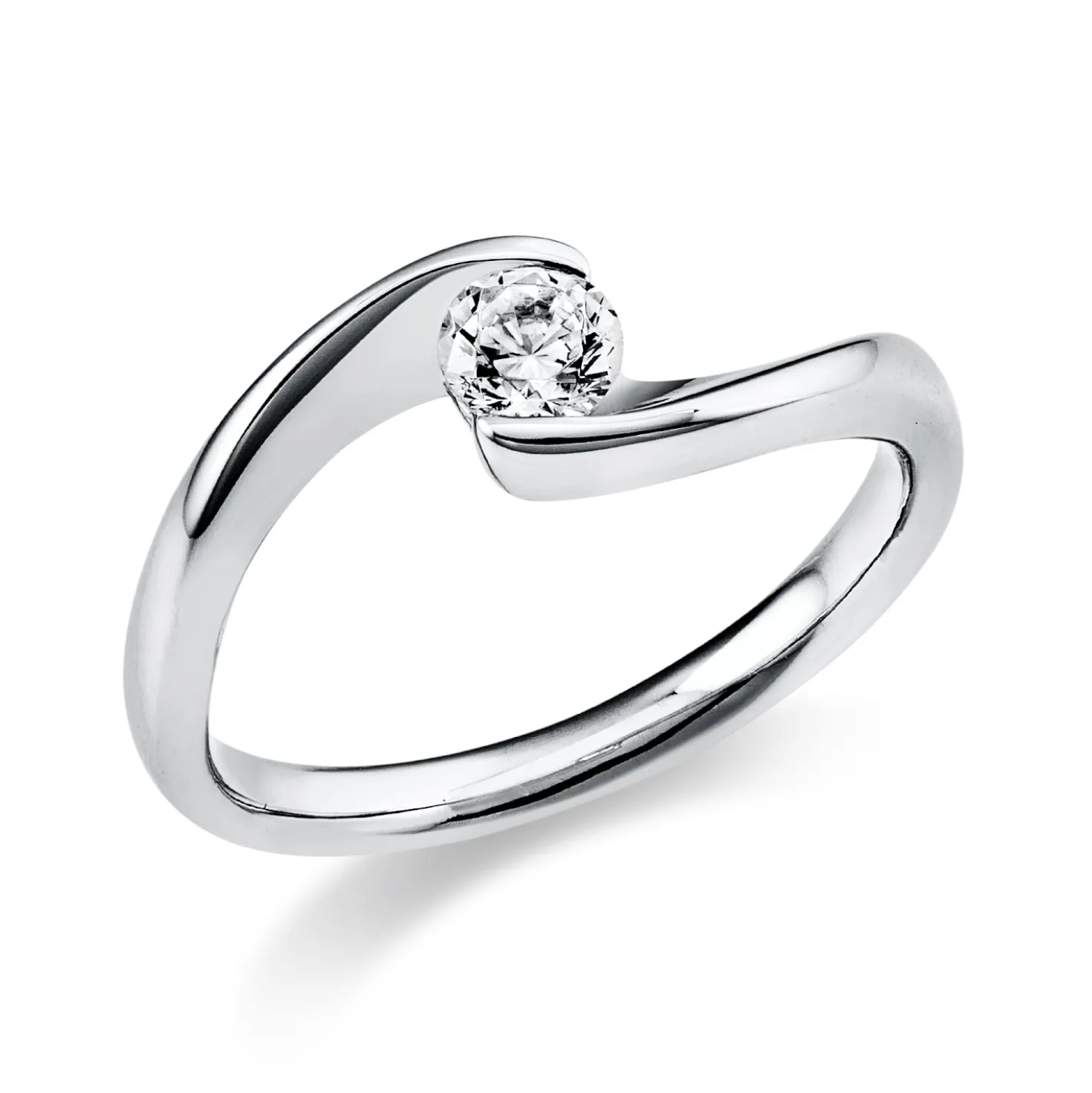 Solitaire Ring aus 750 Gold Weißgold Brillant 0,25ct TW-SI B:6,3mm