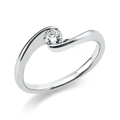 Solitaire Ring aus 585 Gold Weißgold Brillant 0,2ct TW-SI B:5,8mm
